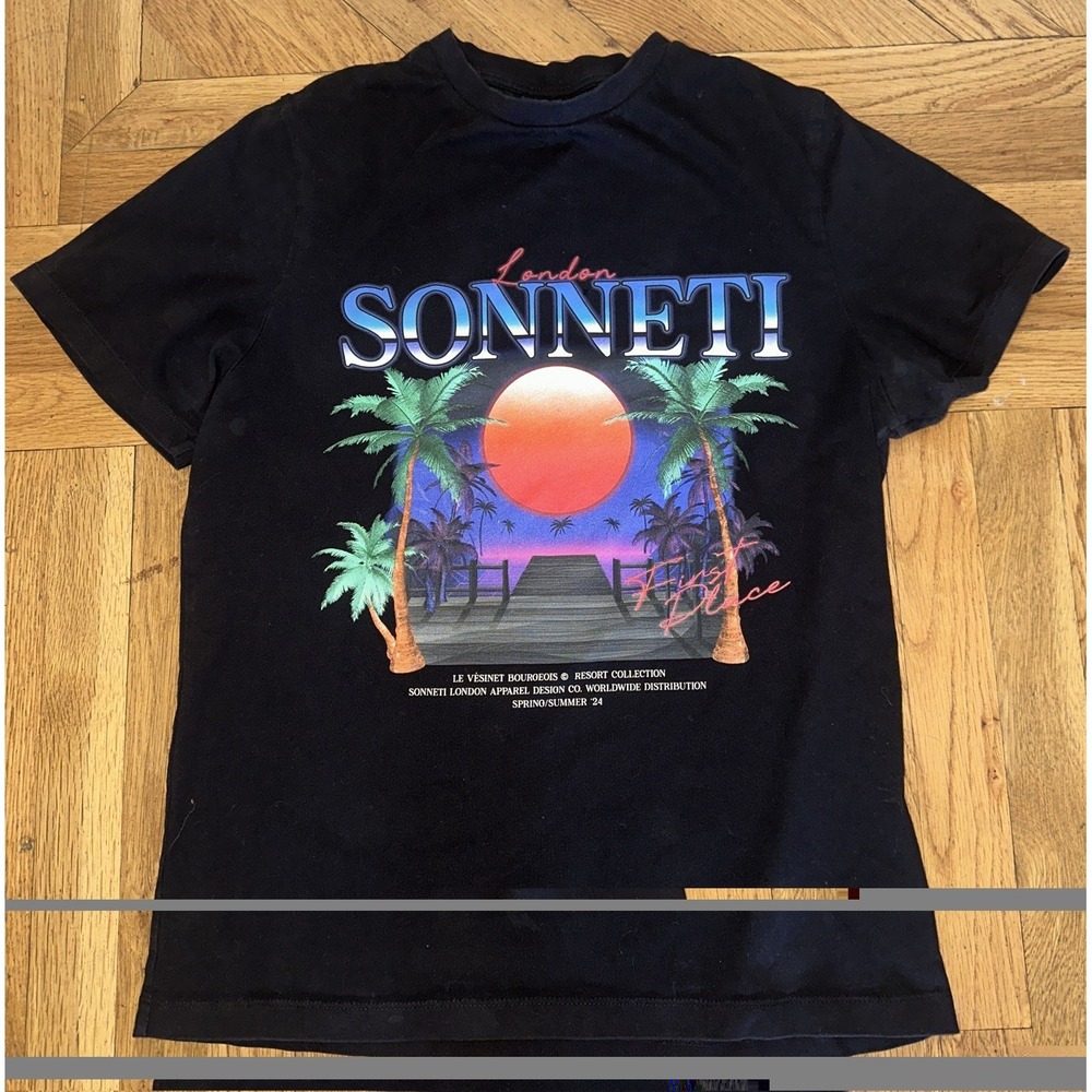 Sonneti‎ London Black Tropical Tee Shirt Size L
